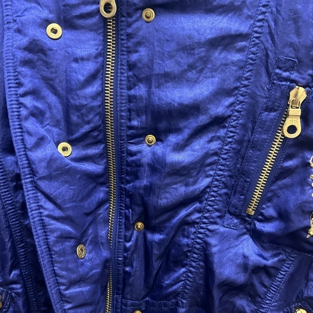Lily Farouche Vintage Blue Ski Bomber Jacket w/Gold Dragon & Phoenix Size S/M - Picture 3 of 8